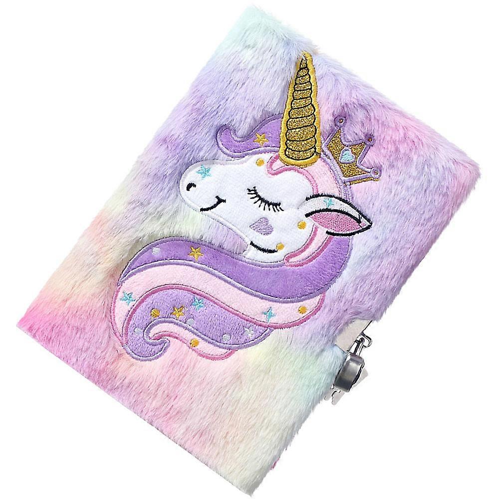 Unicorn Cover Notebook Plush Notepad for Daily Use with Lock A5 Notebook