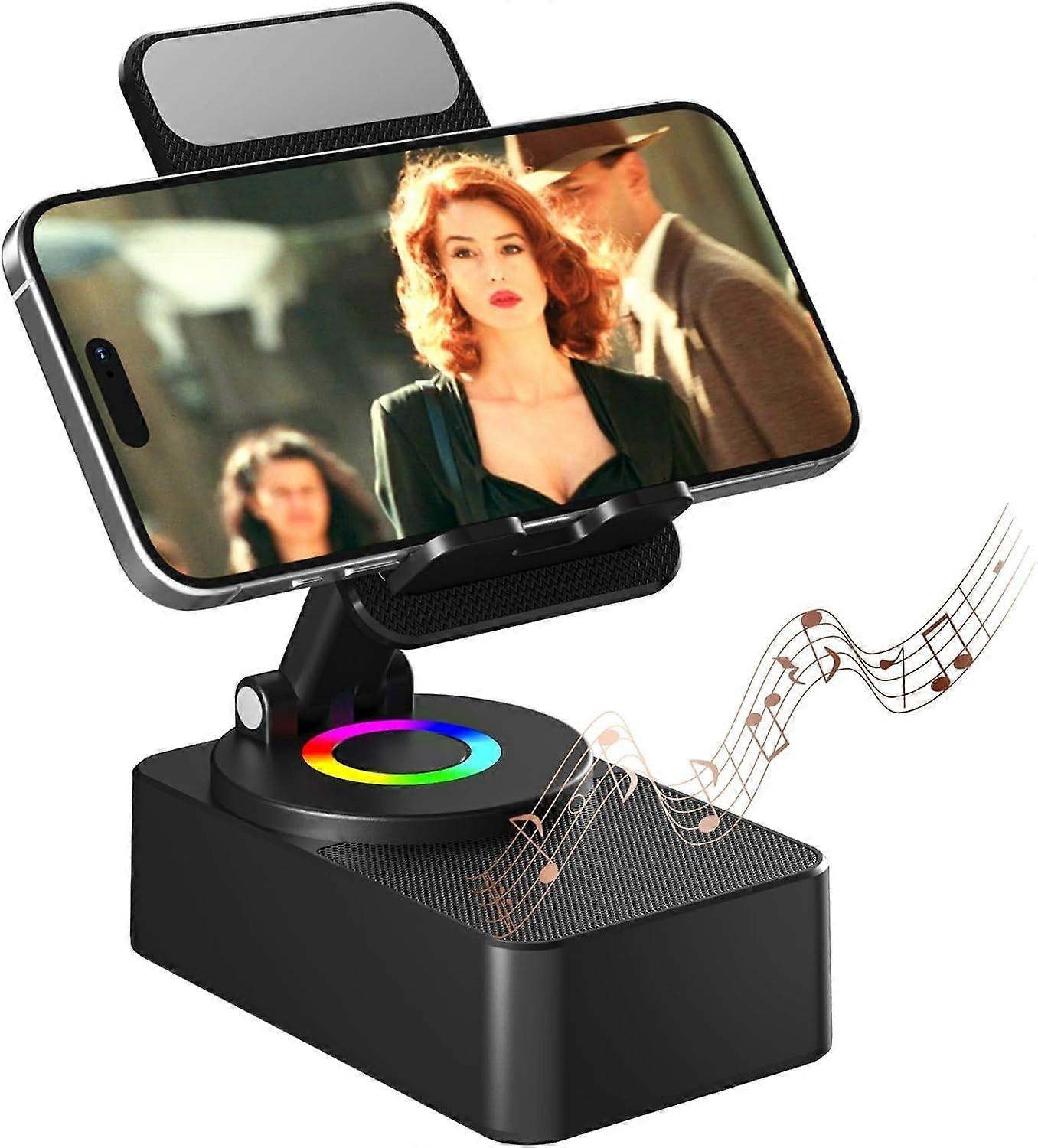 Cell Phone Stand with Wireless Bluetooth Speaker, LED, Anti-Slip Base HD Surround Sound