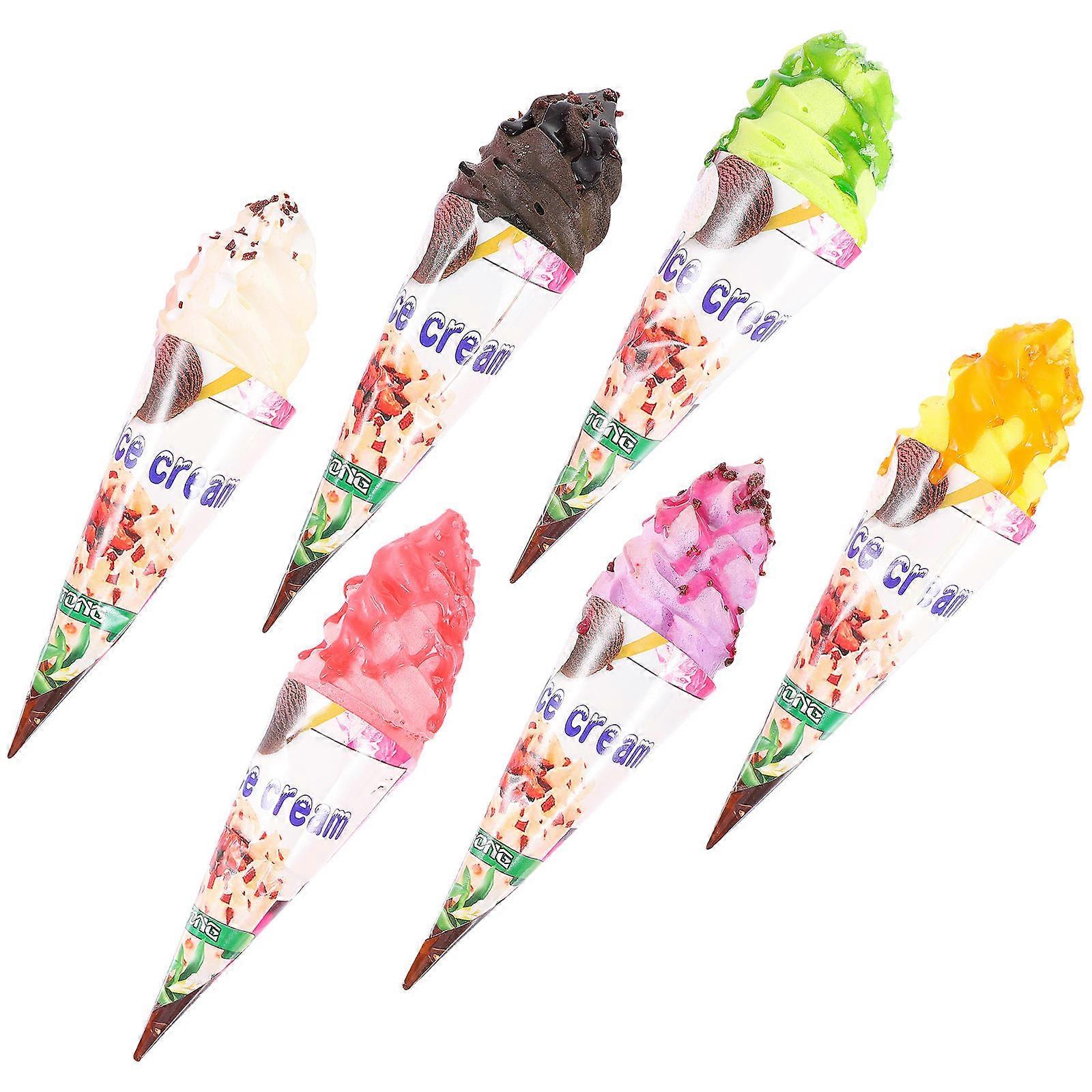 Artificial Ice Cream Model Simulation Ice Cream Cone Model for Decoration 6Pcs