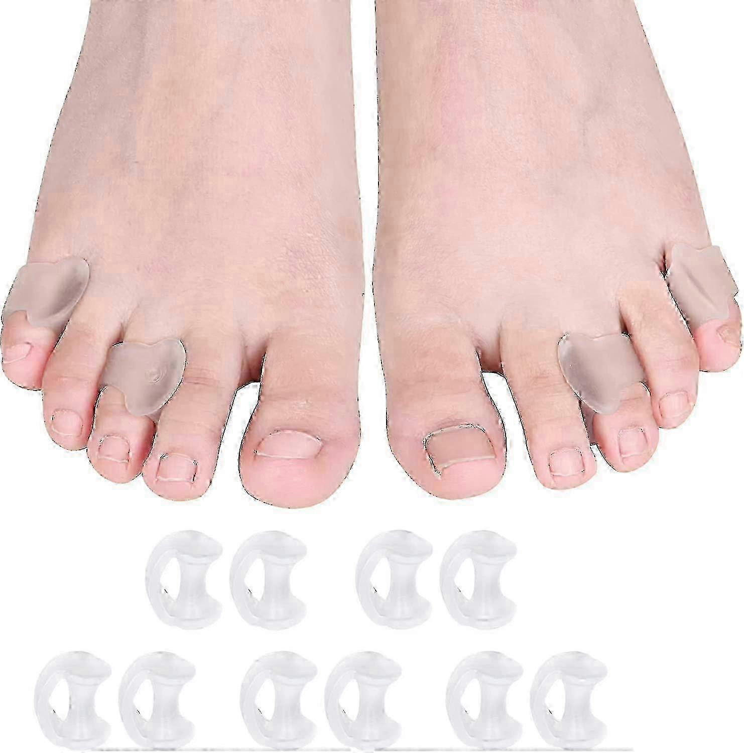 2025 10pcs Pinky Toe Separator, Gel Toe Spacers Straightener, Hammer Toe Corrector, Silicone Little Toe Spacers for Overlapping Toe