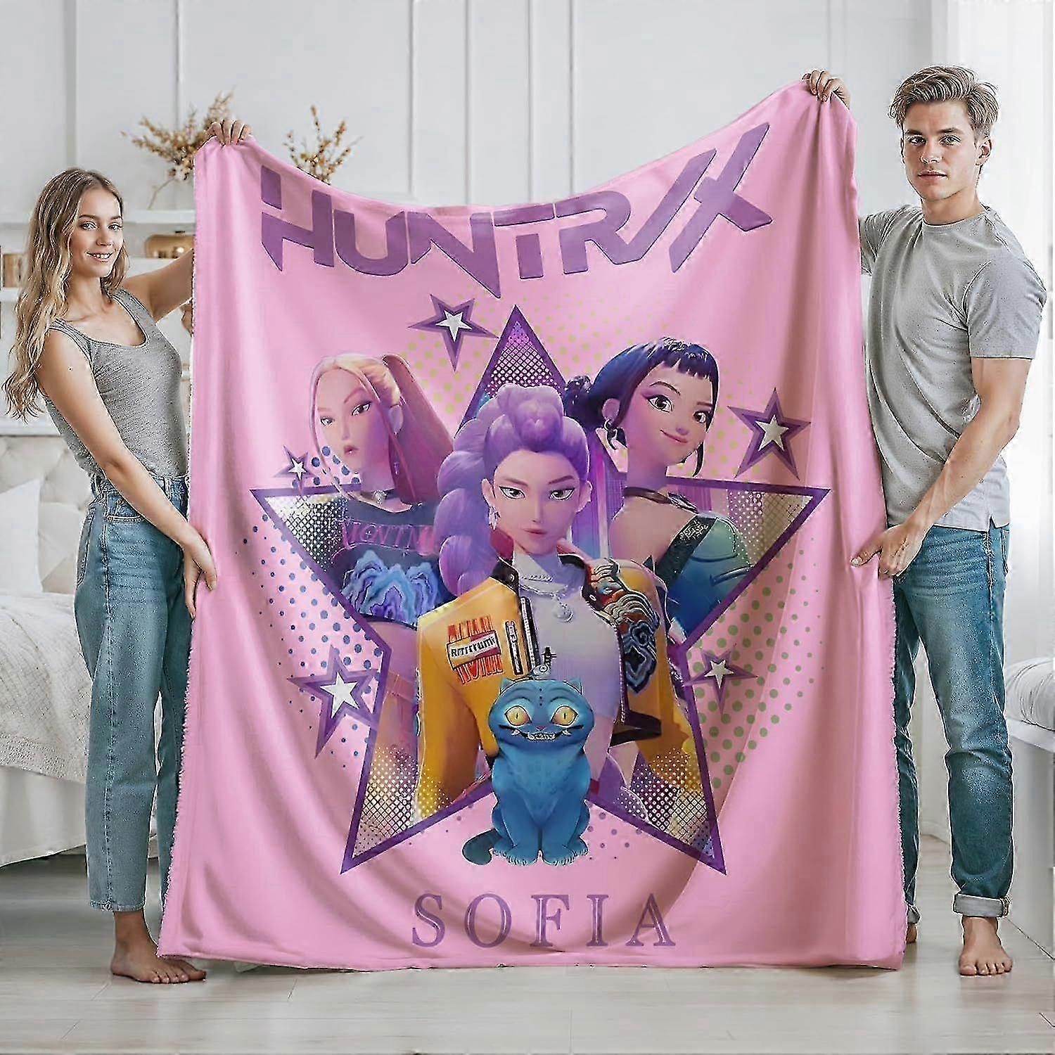 K-Pop Demon Hunters Pattern Flannel Throw Blanket Lunch Break Blanket Quilt Sofa Blanket