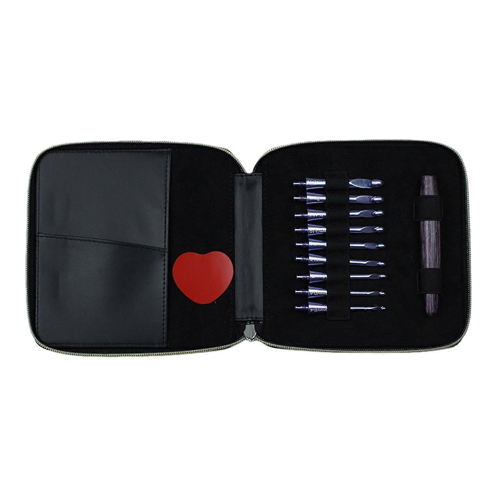 Portable Detachable Crochet Hook Including Storage Pouch with Wood Handle Ideal for Travel Crafting Multicolor