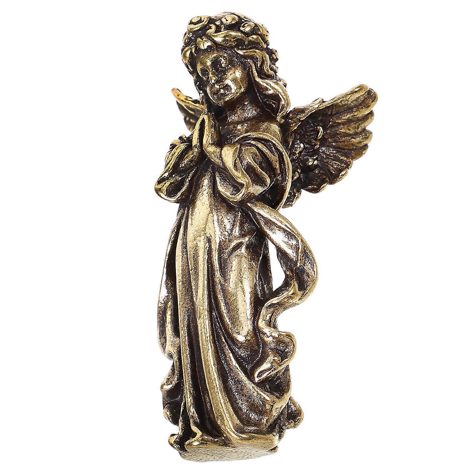 Brass Craft Guardian Angel Statue Creative Cupid Statue for Decor