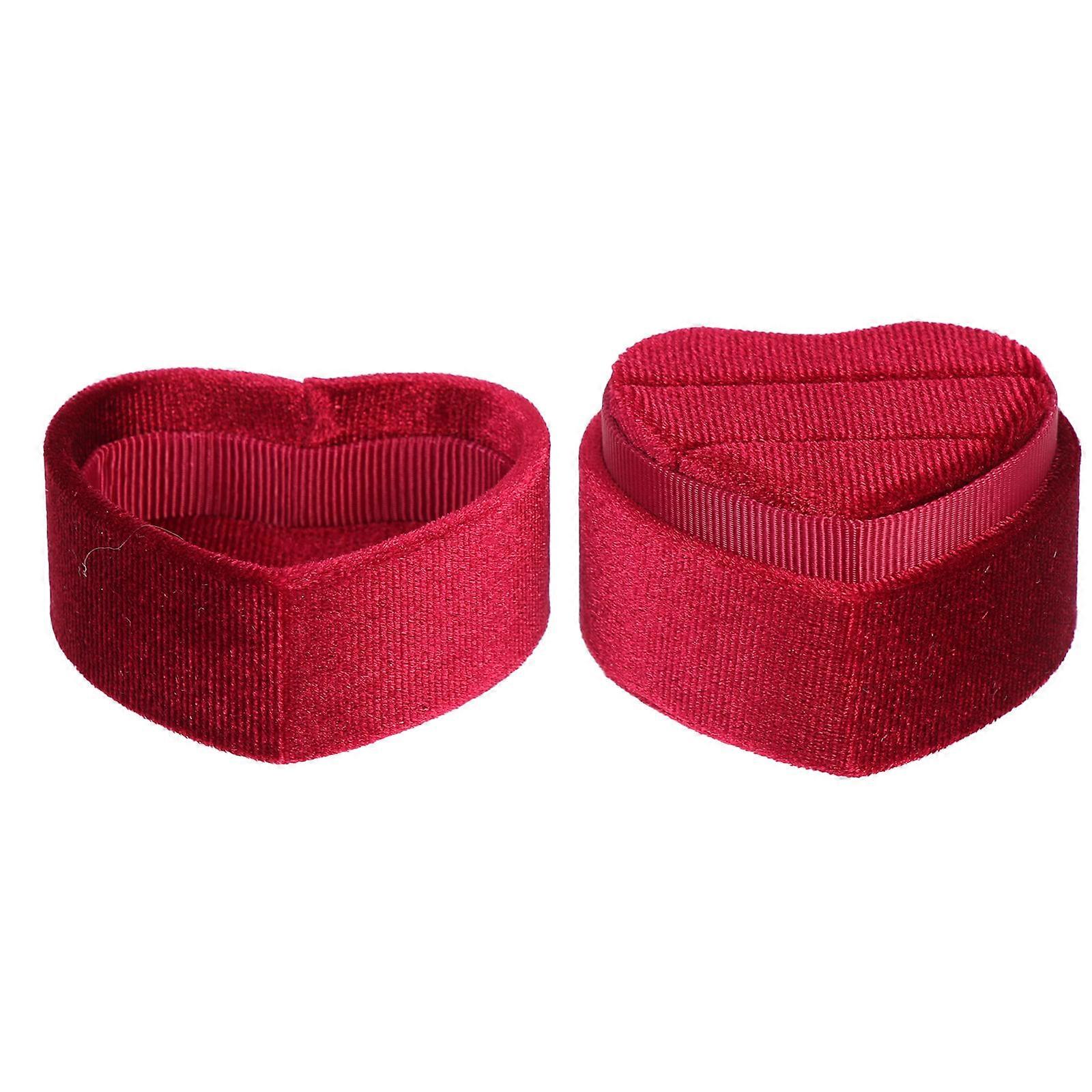 Heart Shape Jewelry Ring Box for Wedding 2Pcs Portable Double Ring Gift Box