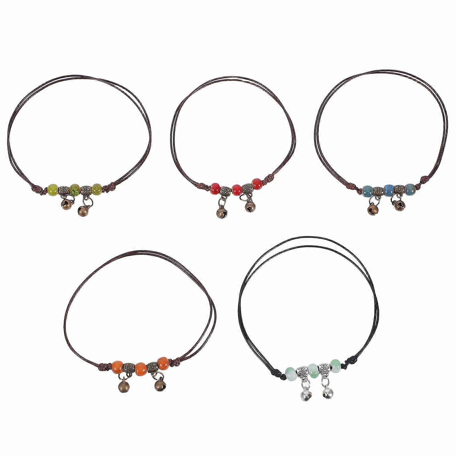 Boho Ceramic Bead Anklet for Decoration 10Pcs Handmade Braided Bracelet