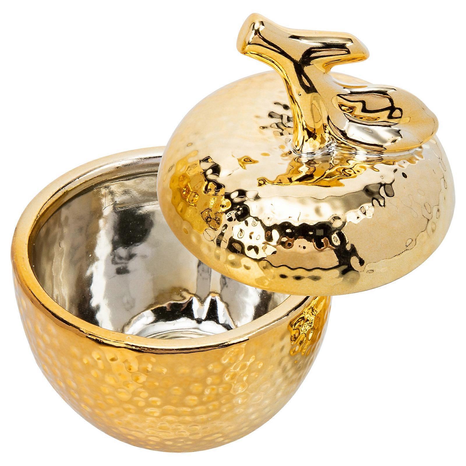 Candy Jar Ceramic for Storage 2Pcs Golden Multi-Function Jewelry Case Decorative