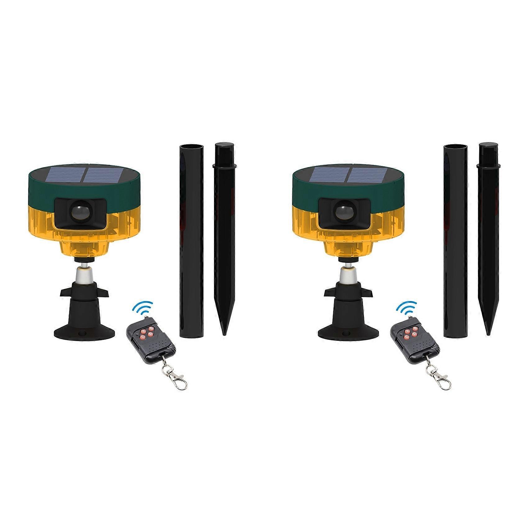 2X Solar Infrared Alarm Motion Sensor Detector Waterproof Animal Repeller Security Alarm 129dB Dog Barking Yellow