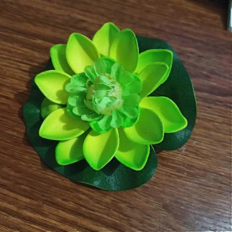 Artificial Lotus Flowers 10cm Green 5pcs Realistic Floating Foam Water Lily Pads for Pond Decor