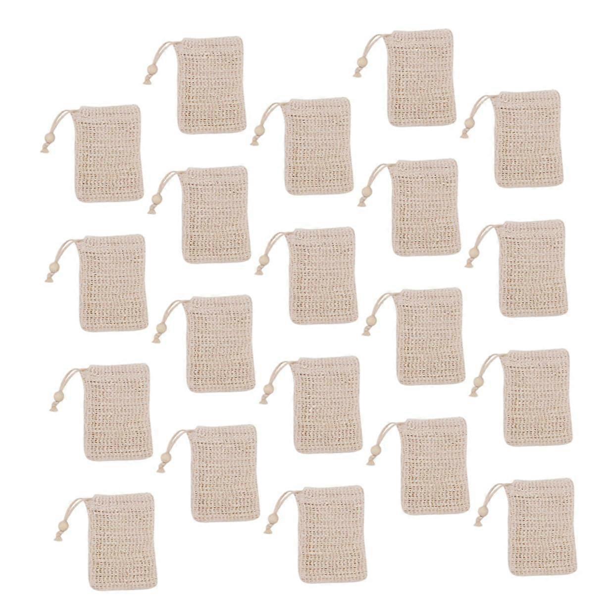 20pcs Natural Cotton Soap Saver Bags with Drawstring, Gentle Exfoliating Mesh for Shower and Bath