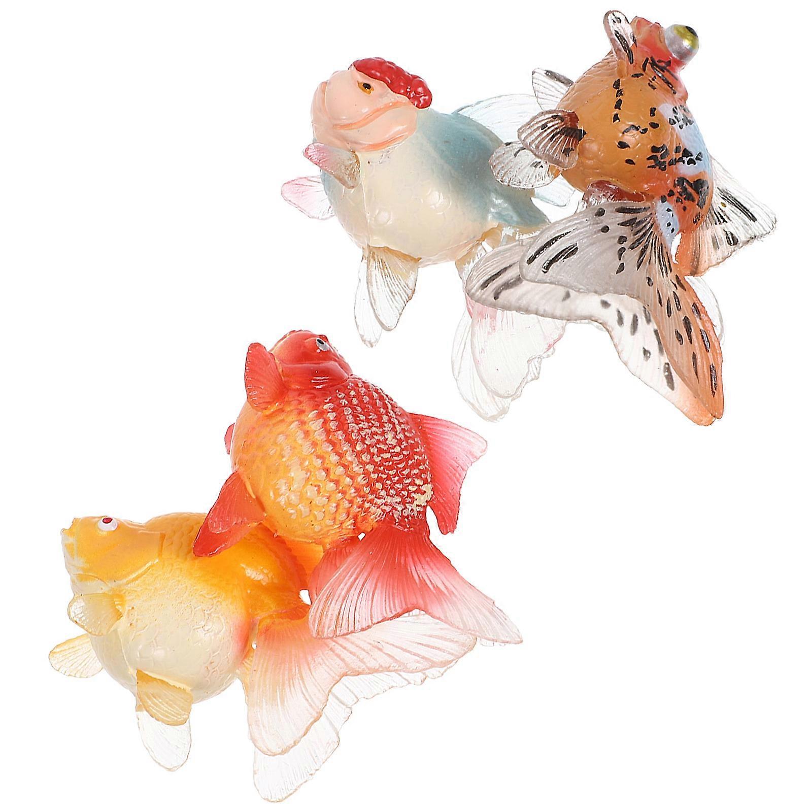 Simulated Goldfish Model for Decor 4Pcs Plastic Colorful Fish Figurines