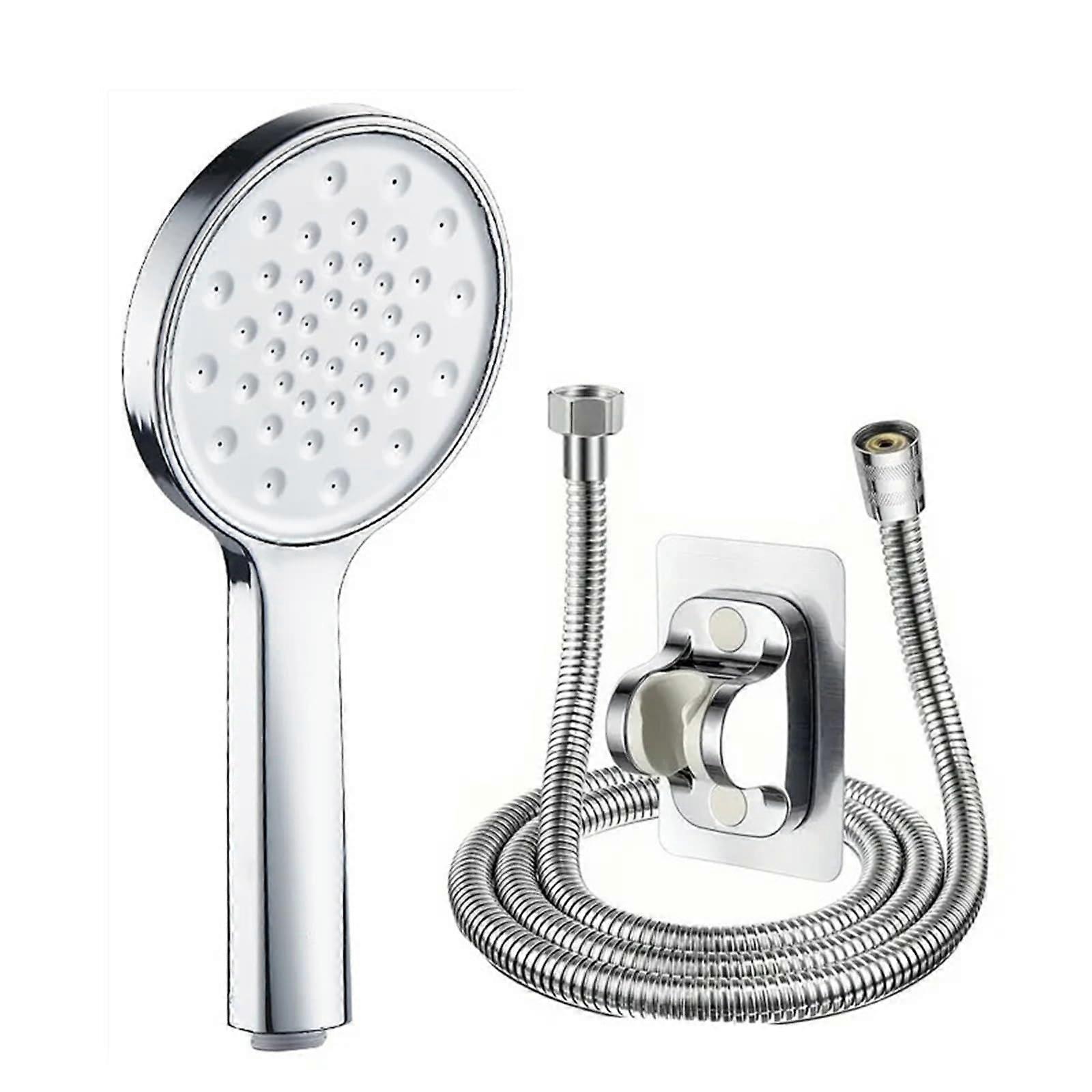 Pressure Handheld Shower Head Silver Set, Water Saving and Even Spray for Bathroom Use