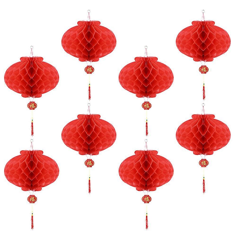 Decorative Lanterns Honeycomb Lanterns for Adornment 40Pcs Red