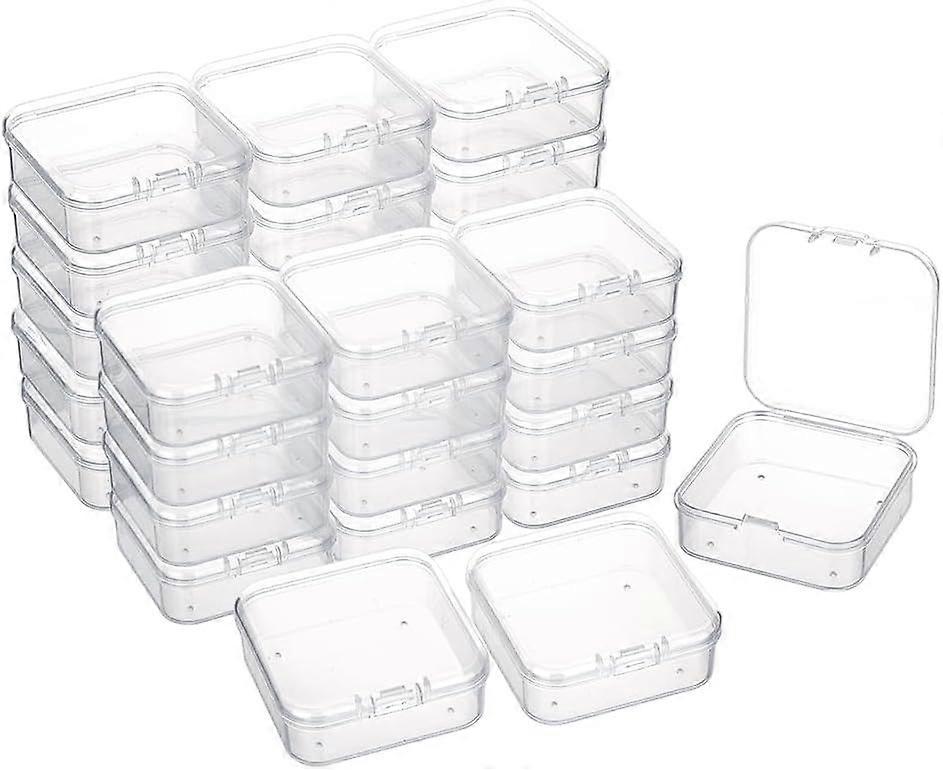 30pcs 2.2 x 2.2 inch Storage Containers Box Clear Plastic Bead Organizer with Hinged Lids Storage Case Mini Organizing Boxes for Small Items Earrings 