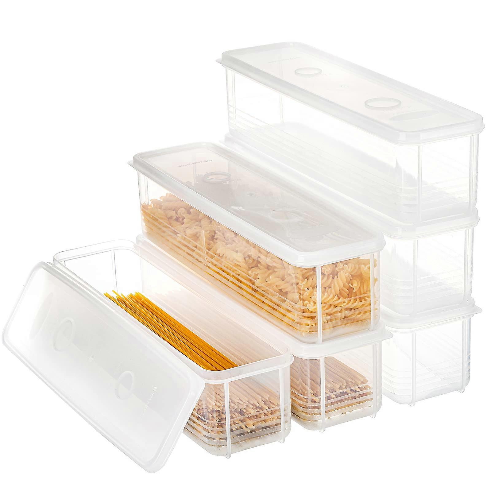 Set of 6 Airtight Pasta Storage Containers with Lid, BPA Spaghetti Holder for Kitchen Pantry