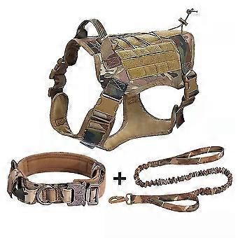 25-26 Dog Harness Military Dog Vest Collar Leash With Pouch And Patch, No Pull Tactical Dog Vest For Large