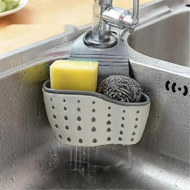 Double Layer Sink Hanging Basket with Quick Draining, Faucet Sponge Holder for Kitchen, 1pcs