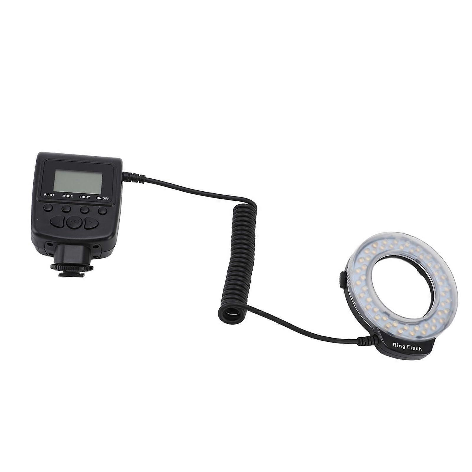 LED Macro Ring Flash 48 LED with LCD Display, 4 Modes, 7Level Brightness, Adapter Rings for DSLR