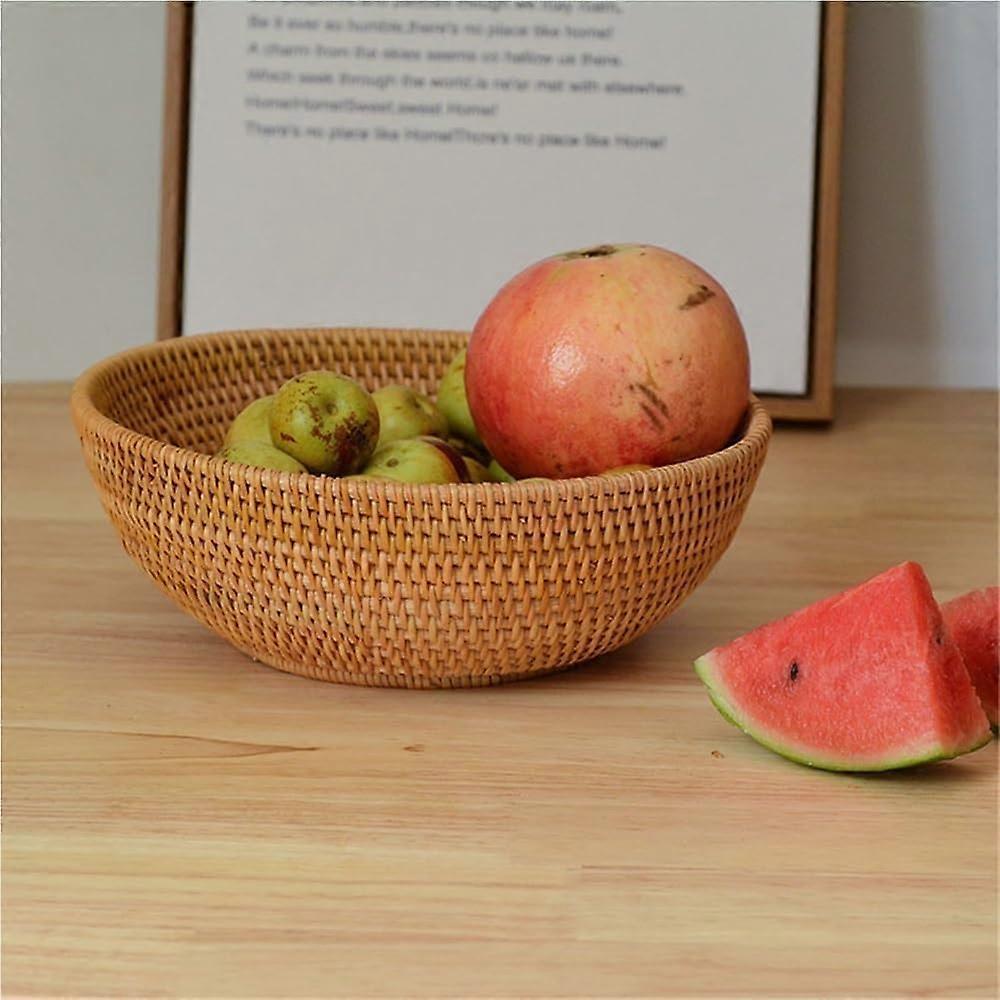 Rattan Storage Basket Set Handmade Woven Design MultiPurpose for Fruit Cake Tea Table Decor