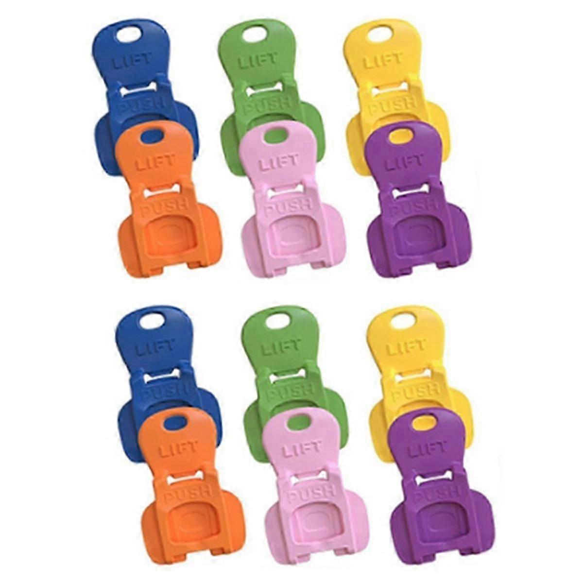 A 12-pack of colorful Soda Protector Easy Tab Openers, a Complete Cover and Cap for your Soda, or Beer Can.