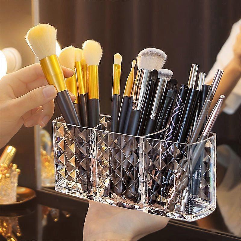Makeup Brush Eyebrow Pencil Storage Rack Three Compartments Storage Pen Holder