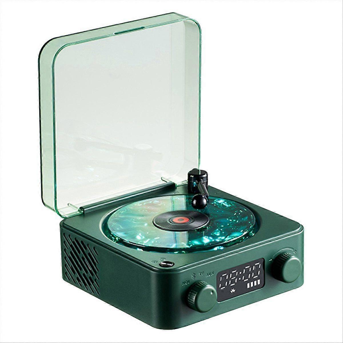 Waves Vintage Vinyl Record Bluetooth Speaker with RGB Ambient Lights,Retro Turntable Design Speaker