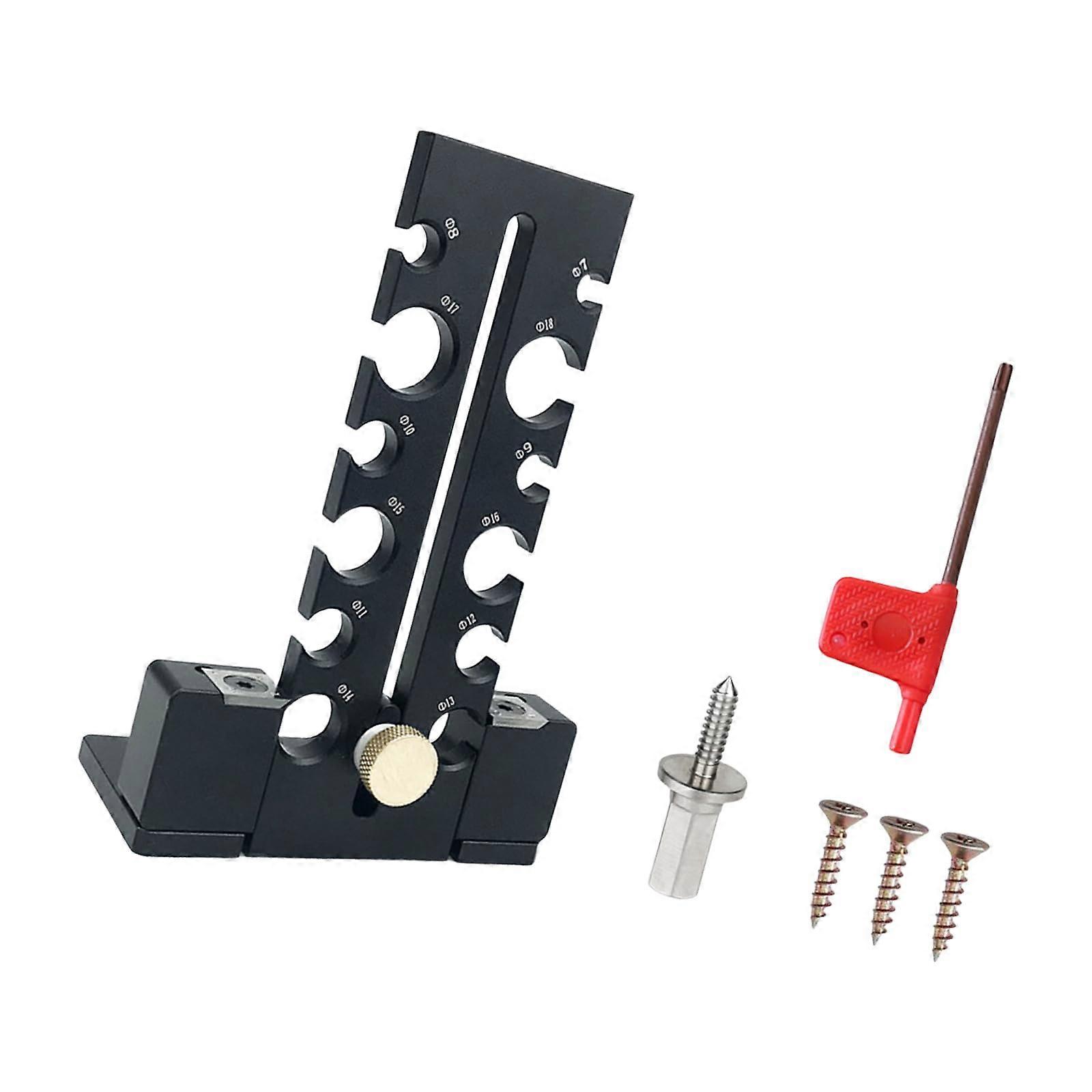 Adjustable Aluminum Alloy Dowel Maker Tool for Precision Woodworking Drill Guide, Black