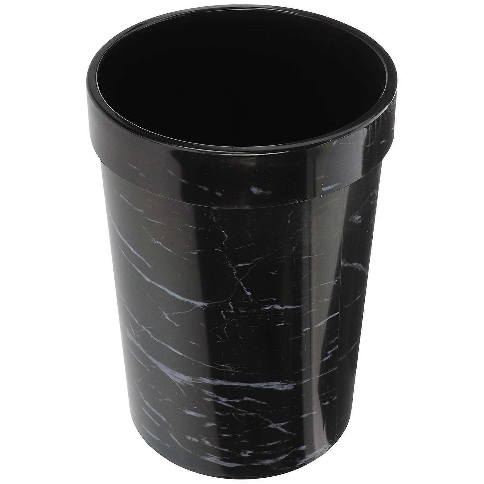 Marble Trash Can Black Plastic Waste Paper Basket for Storage