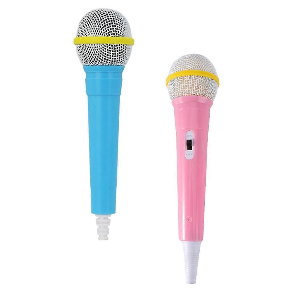Realistic Microphone Prop Assorted Color for Karaoke Event Plastic 2Pcs
