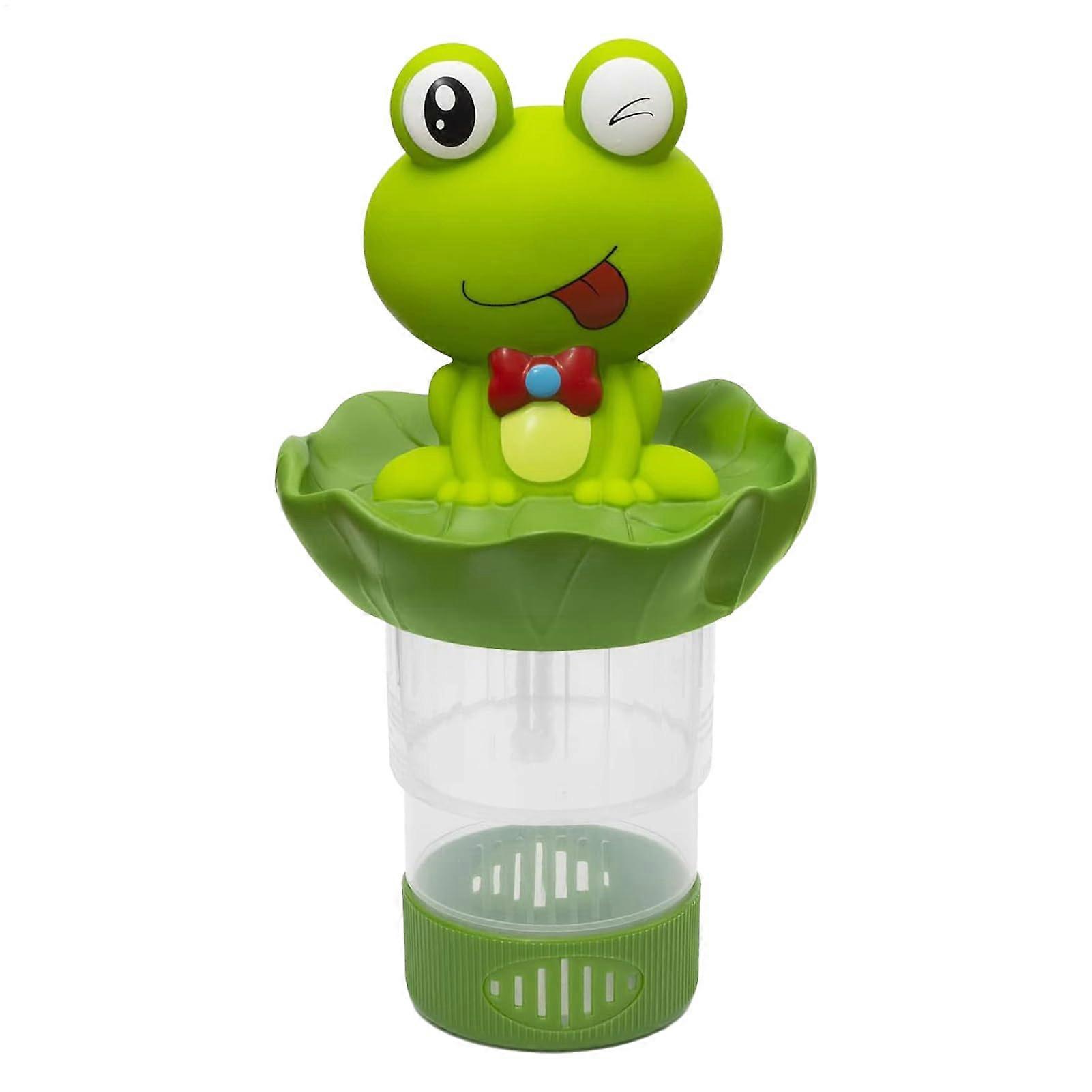 Adjustable Floating Pool Chlorine Dispenser with Cute Frog Design and Large Tablet Capacity