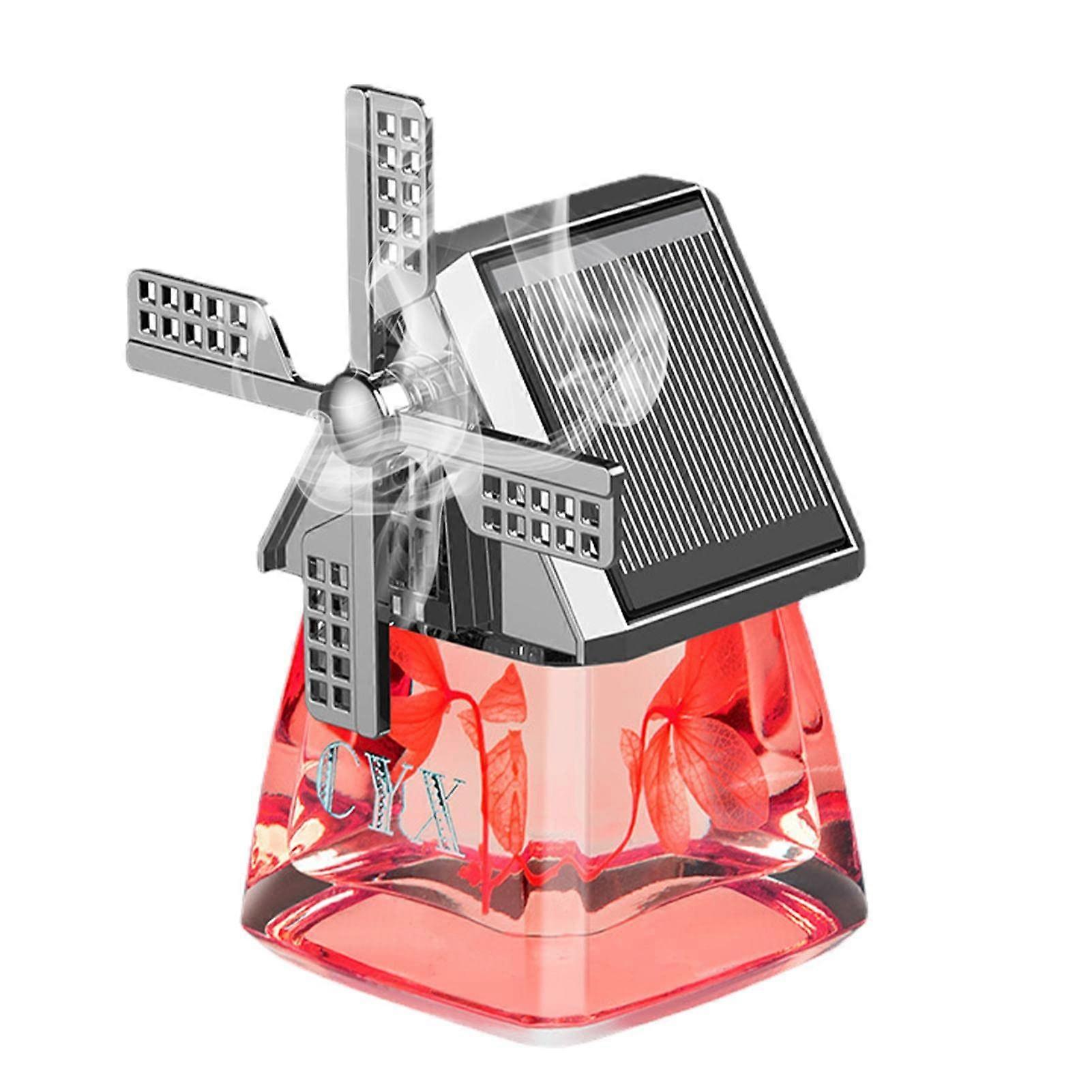 Solar Powered Rotating Car Air Freshener Essential Oil Diffuser Aromatherapy Interior Decor Red Ref: 5408