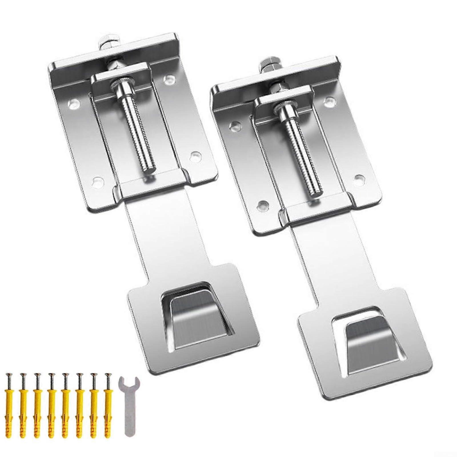 2PCS Adjustable Kitchen Range Hood Hanging Hooks with RustResistant Wall Mount Bracket Silver 7x18/23cm