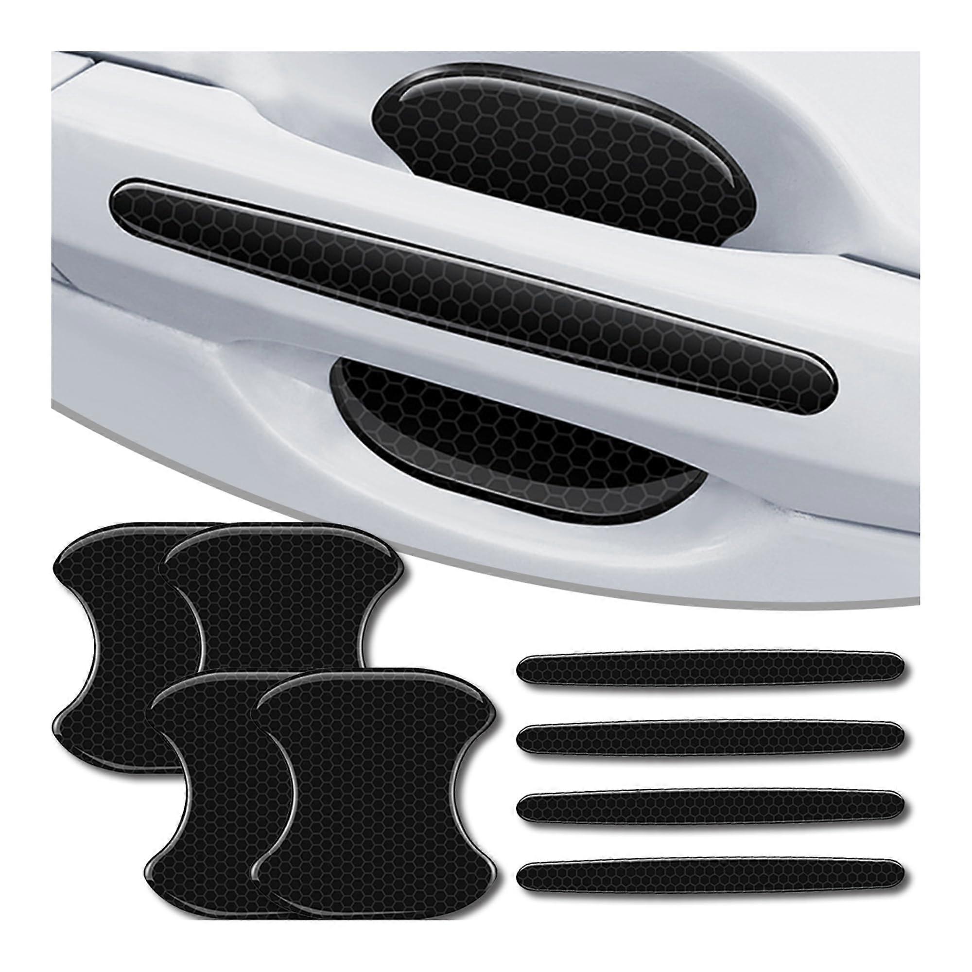Car Door Handle Protector Stickers, Reflective AntiScratch Waterproof Universal Fit, Black 8Pcs