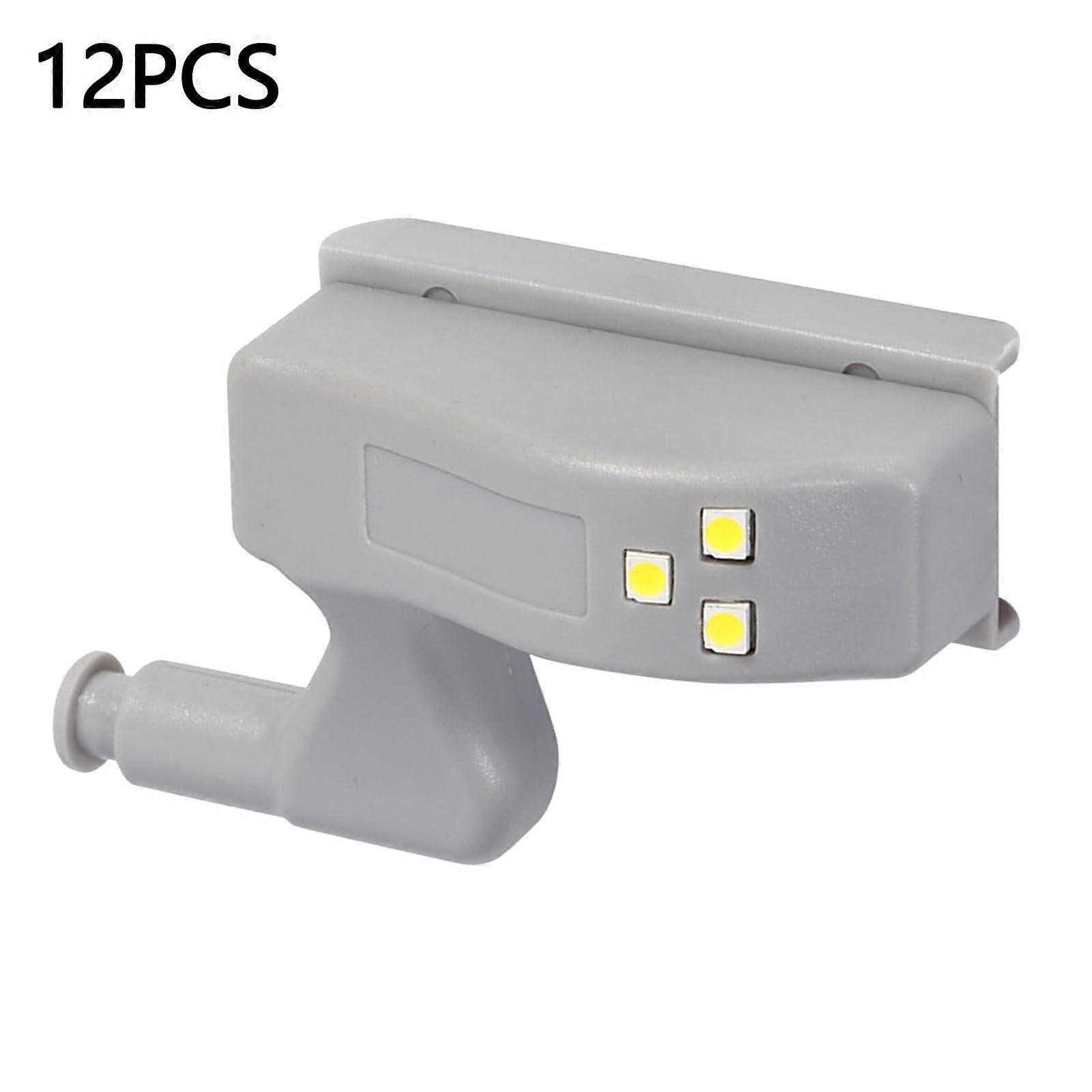 12Pcs LED Hinge Lights Cabinet Wardrobe Closet Automatic Sensor Illumination Battery Powered Lamp