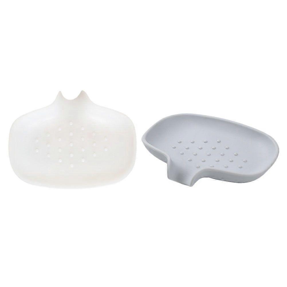 2Pcs Soap Box Soap Case Bathroom Soap Holder Soap Container (White, Grey)