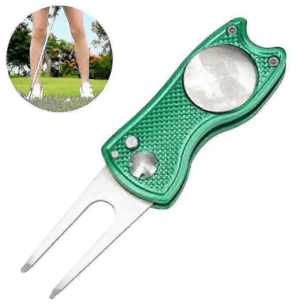 All Metal Foldable Golf Divot Tool With Pop-up Button Magnetic