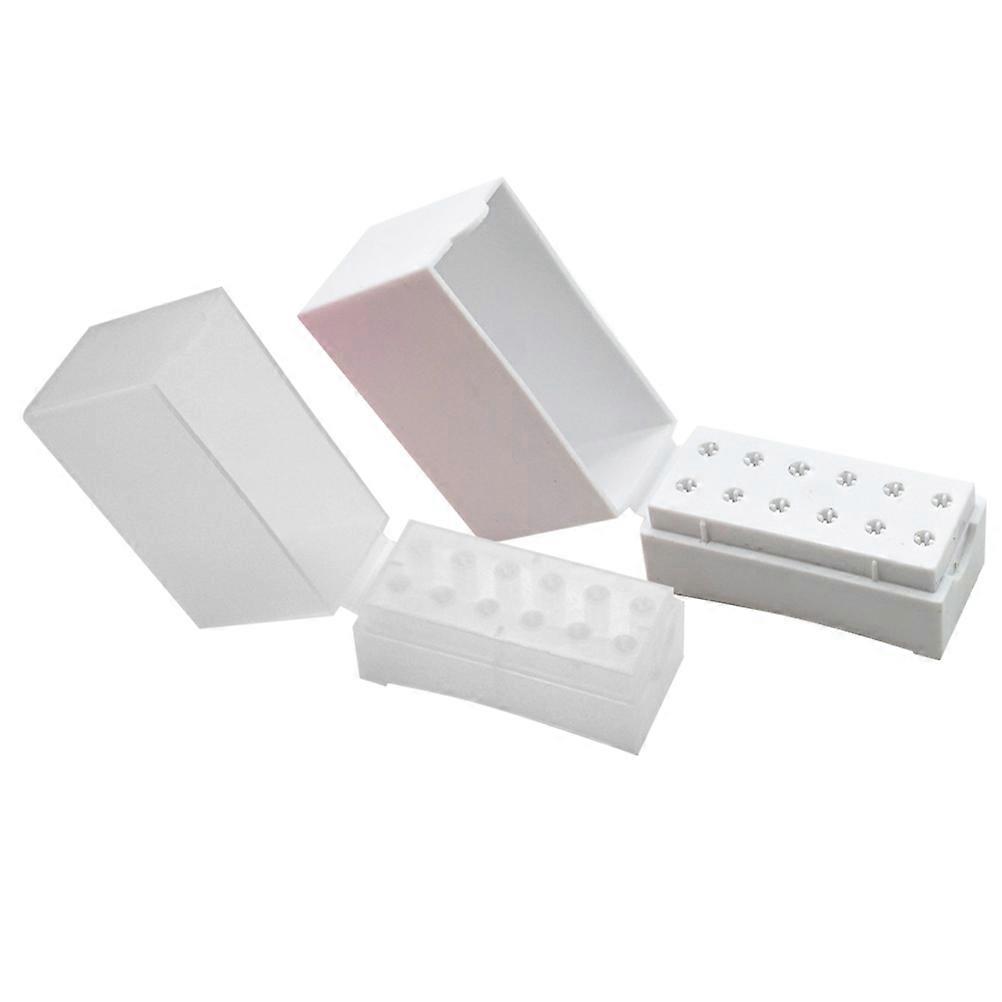 Nail Drill Bit Holder Stand for Manicure Use 4Pcs White Storage Box