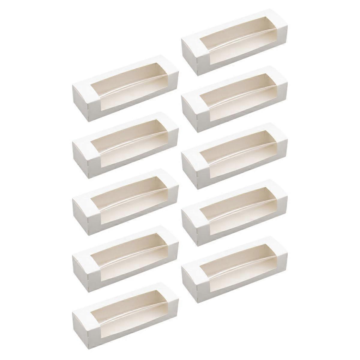 10pcs Transparent Window Cake Boxes for Secure Cupcake Packaging and Dessert Transport White