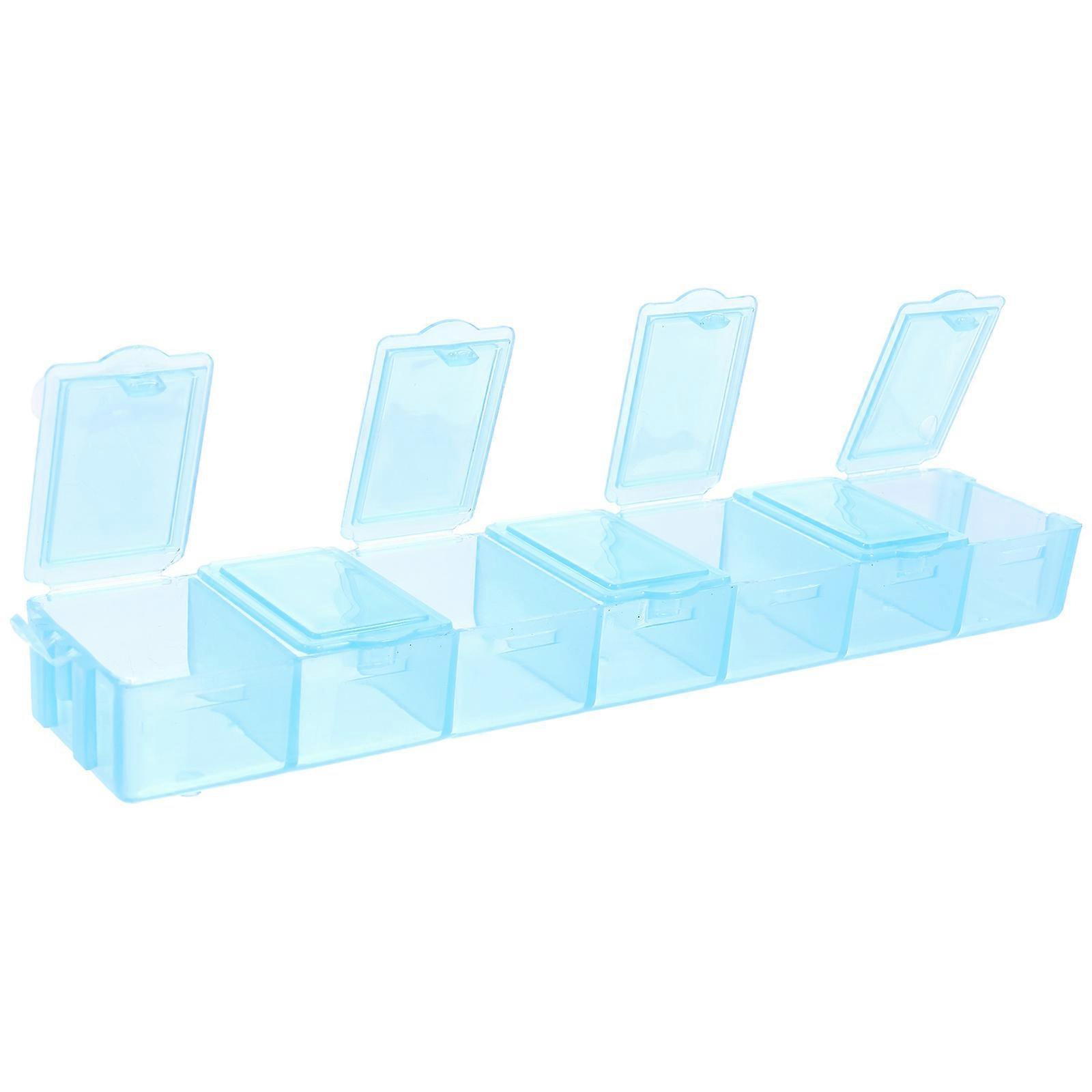 Weekly Organizer Portable Pill Box Dispensing Compartments 2Pcs Blue