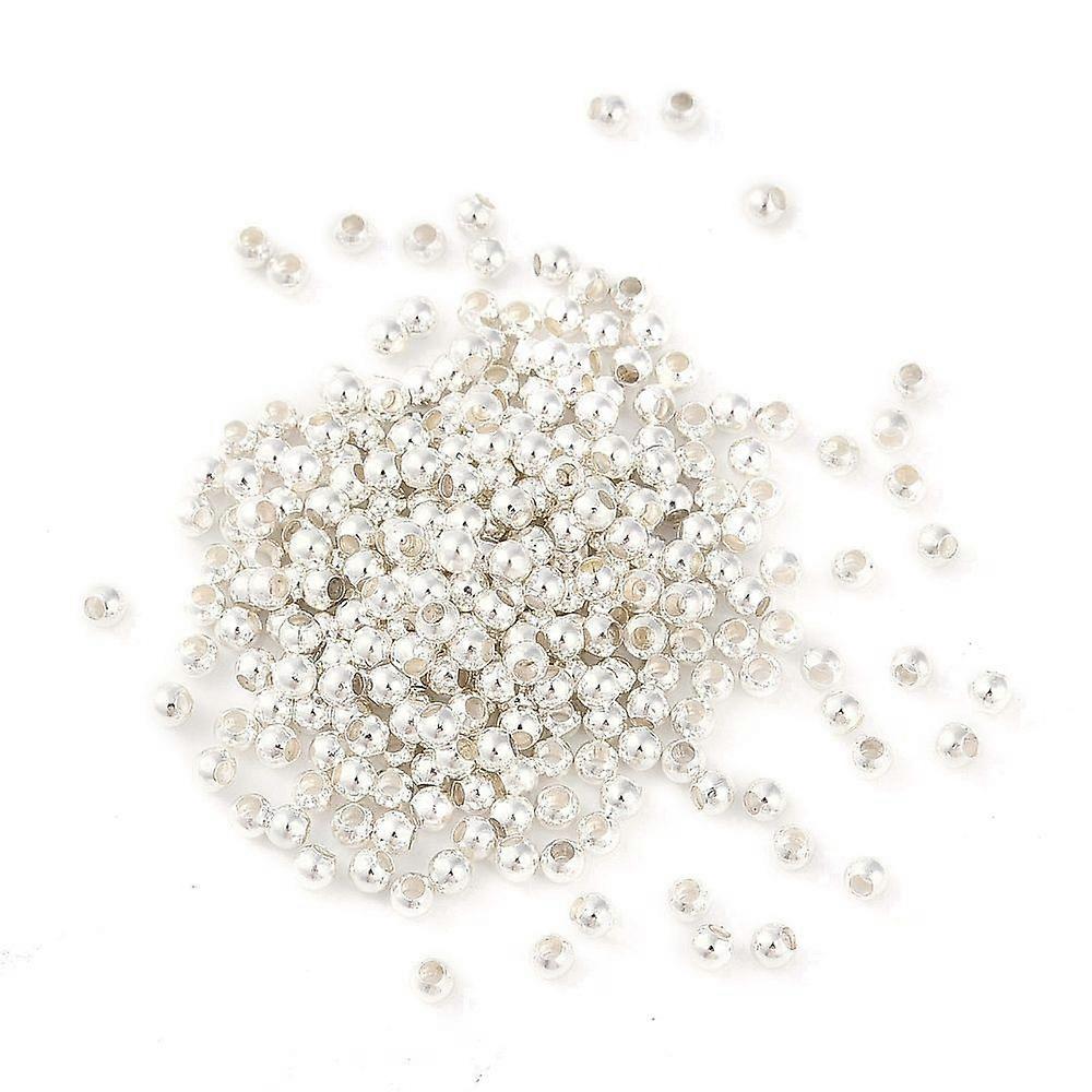 Brass Beads Round 925 Sterling Silver Plated 2x2mm Hole: 0.8mm