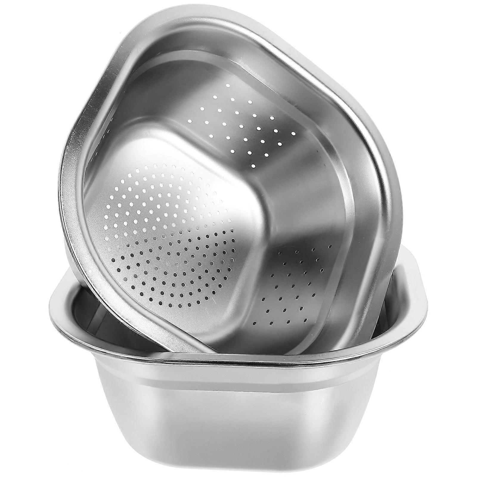 Stainless Steel Colander with Basin for Fruit Washing 1Set Kitchen Accessory