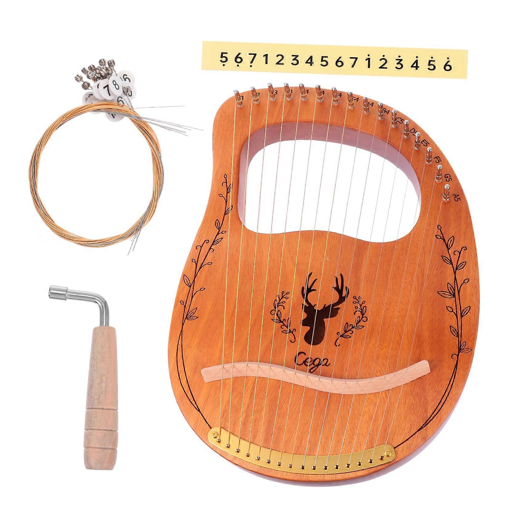Lyre Harp Solid Wood for Beginners with Warm Clear Tone and Smooth Polished Finish