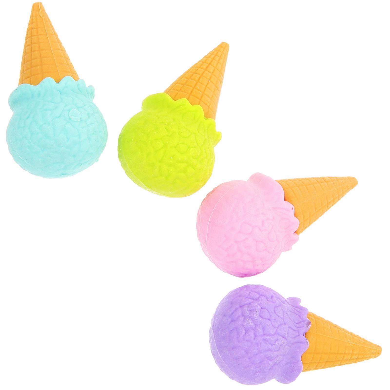 Fruit Erasers Ice Cream Shaped Erasers for Students Use 4Pcs Cartoon Model
