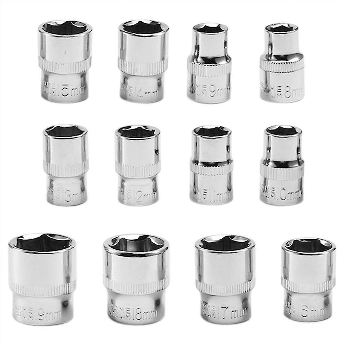 12pcs 3/8Inch Driver Deep Long Sockets Set 10mm Square Hole