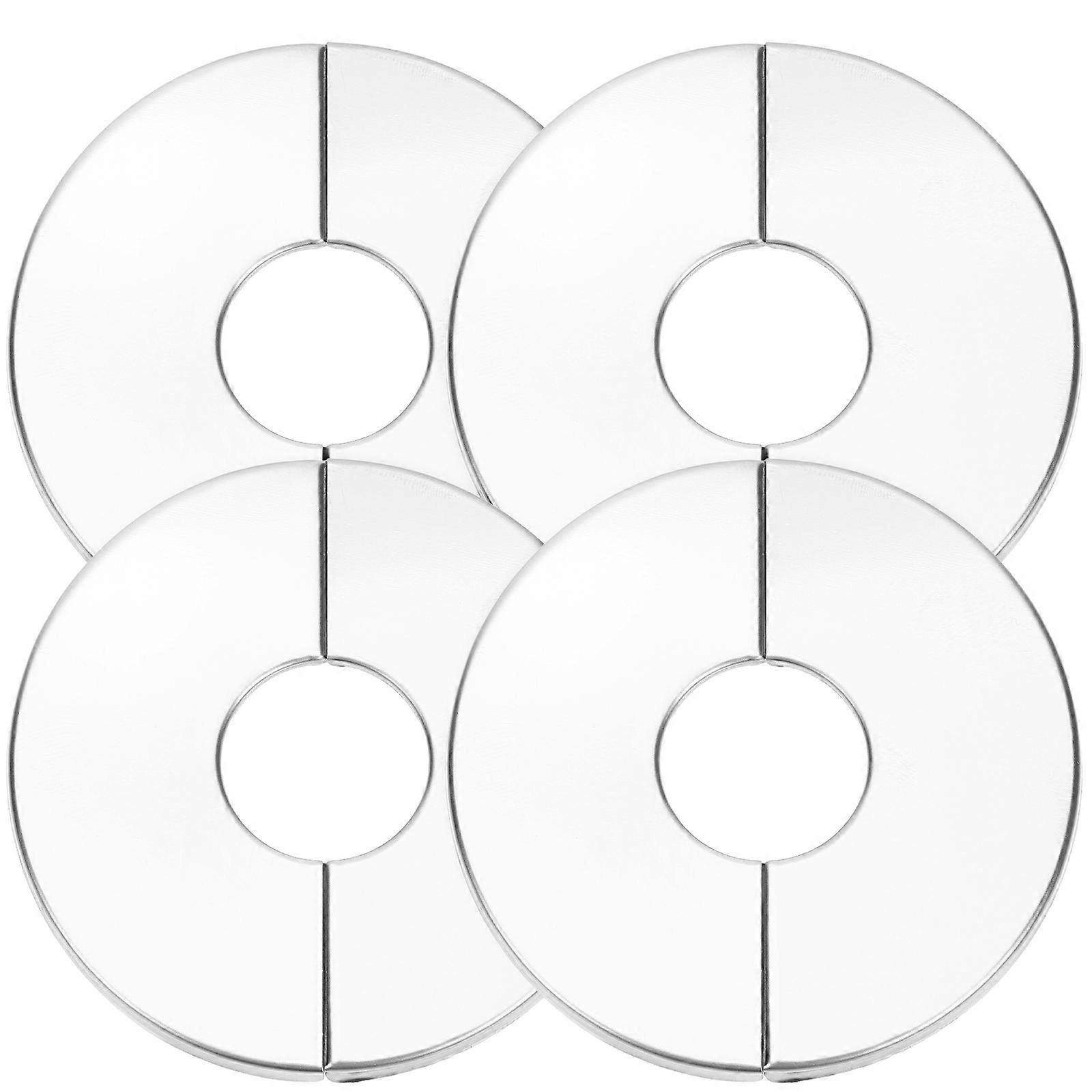 Silver Plumbing Escutcheon Plate Cover for Wall Split Flanges 4Pcs