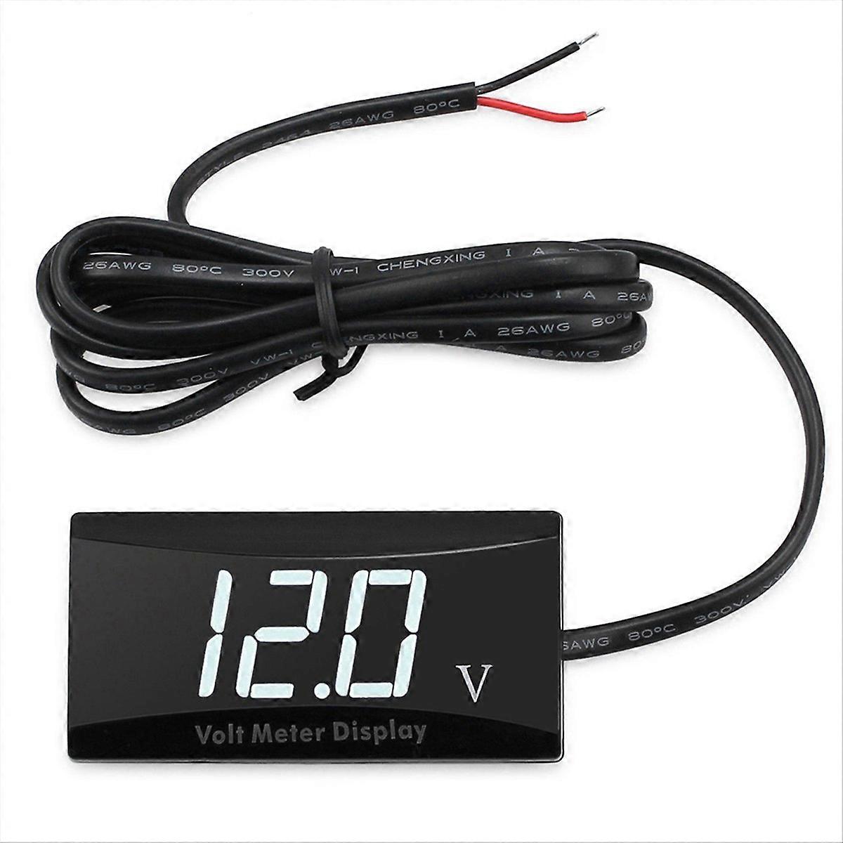 12V Battery Voltmeter Display Digital Voltmeter LED White Light