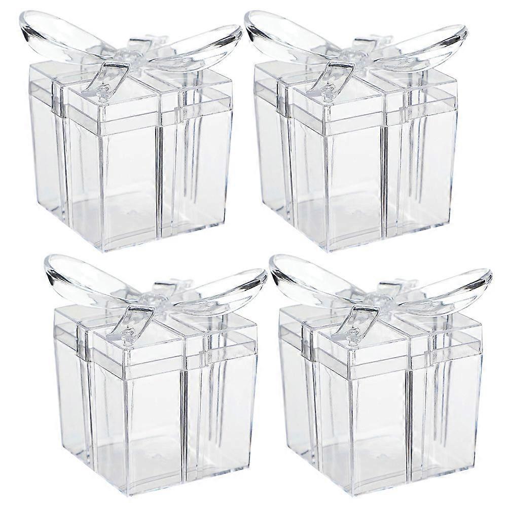 Plastic Wedding Candy Storage Box for Candy Storage 4Pcs Transparent Box