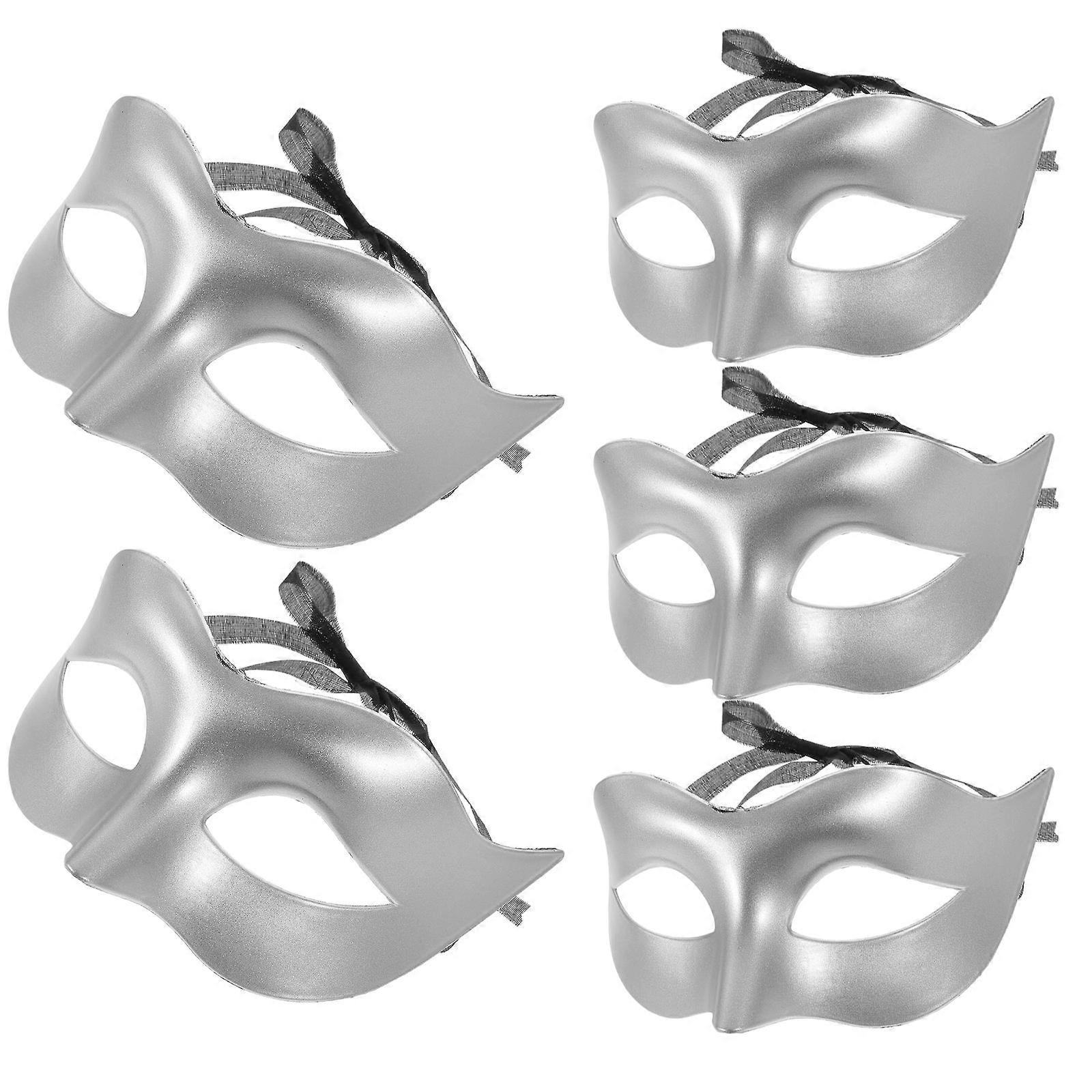 Silver Half Face Mask for Decoration Plastic Mask 10Pcs Party Prop