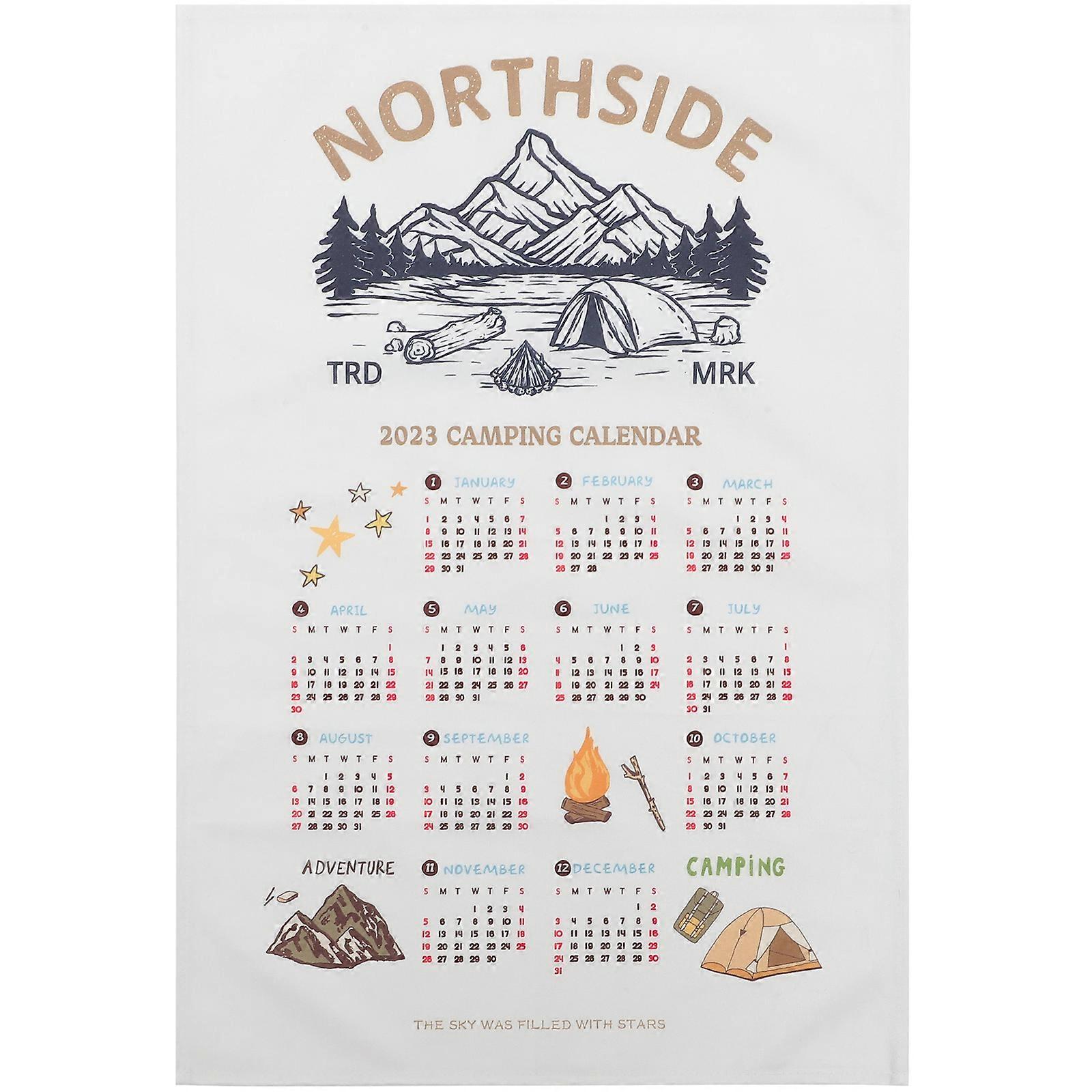 White Cloth Camping Calendar for Wall Hanging Background