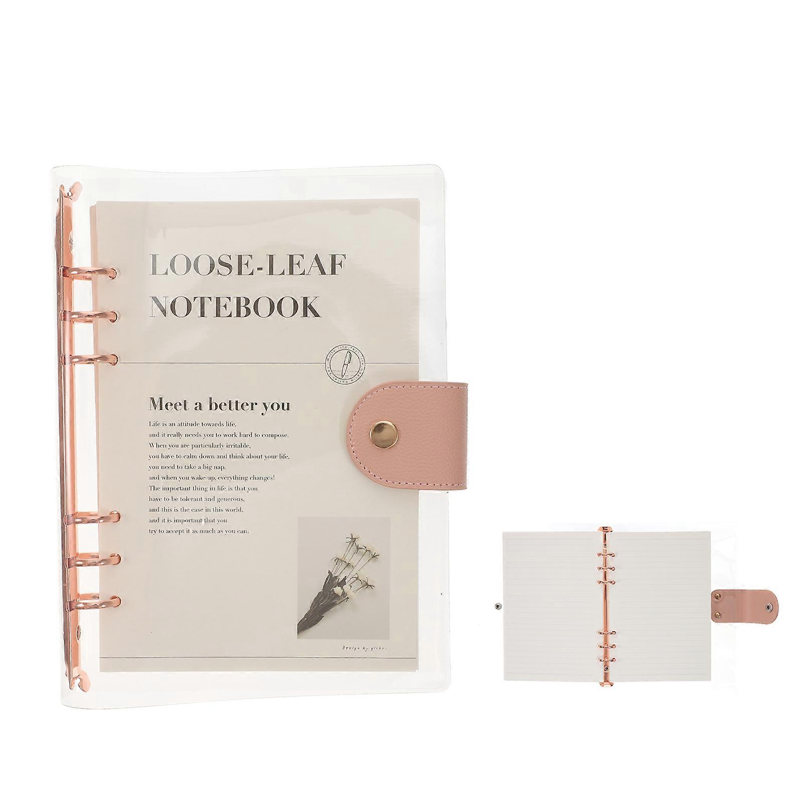Portable Scrapbook Pink Loose-Leaf Notebook for Writing Use 3Pcs