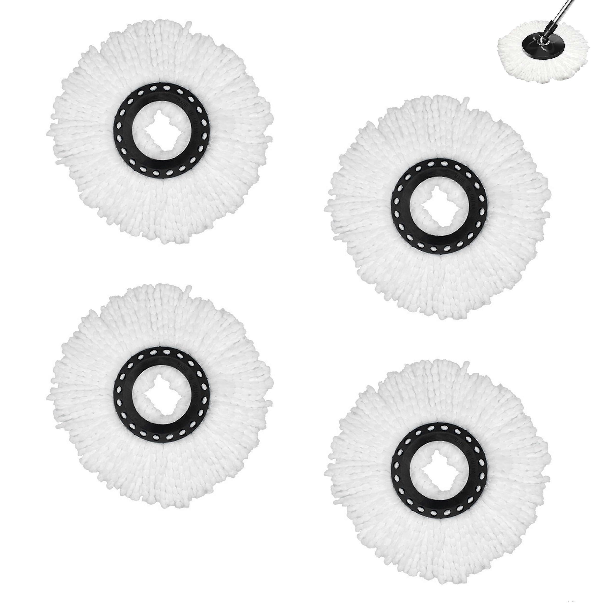 4 Pack Spin Mop Replacement Heads, Washable Microfiber Refills, Universal 360° Round Shape